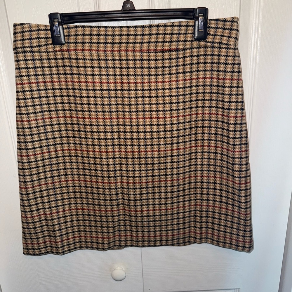 J. Crew Plaid Mini Skirt - Black, Tan, and Red